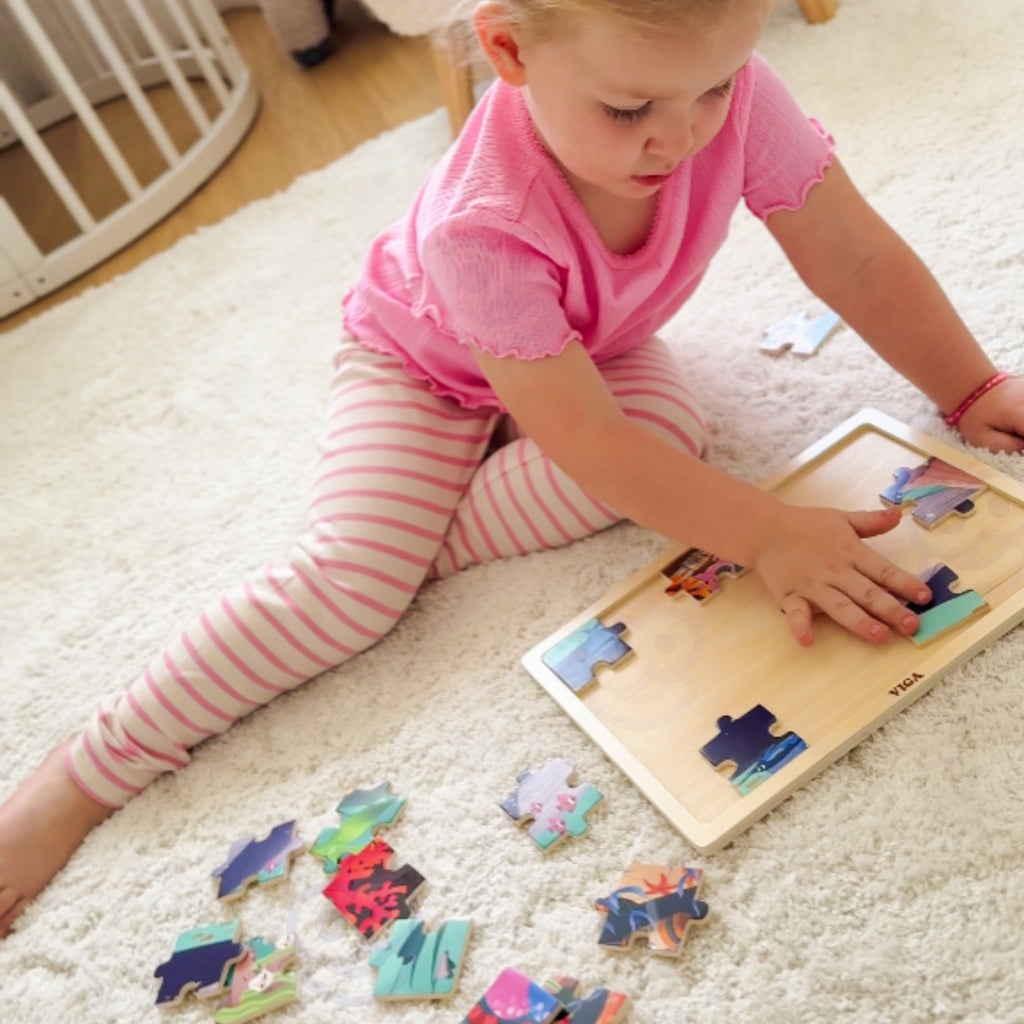 VIGA Drewniane Puzzle Układanka 24 el. Sekrety Morza
