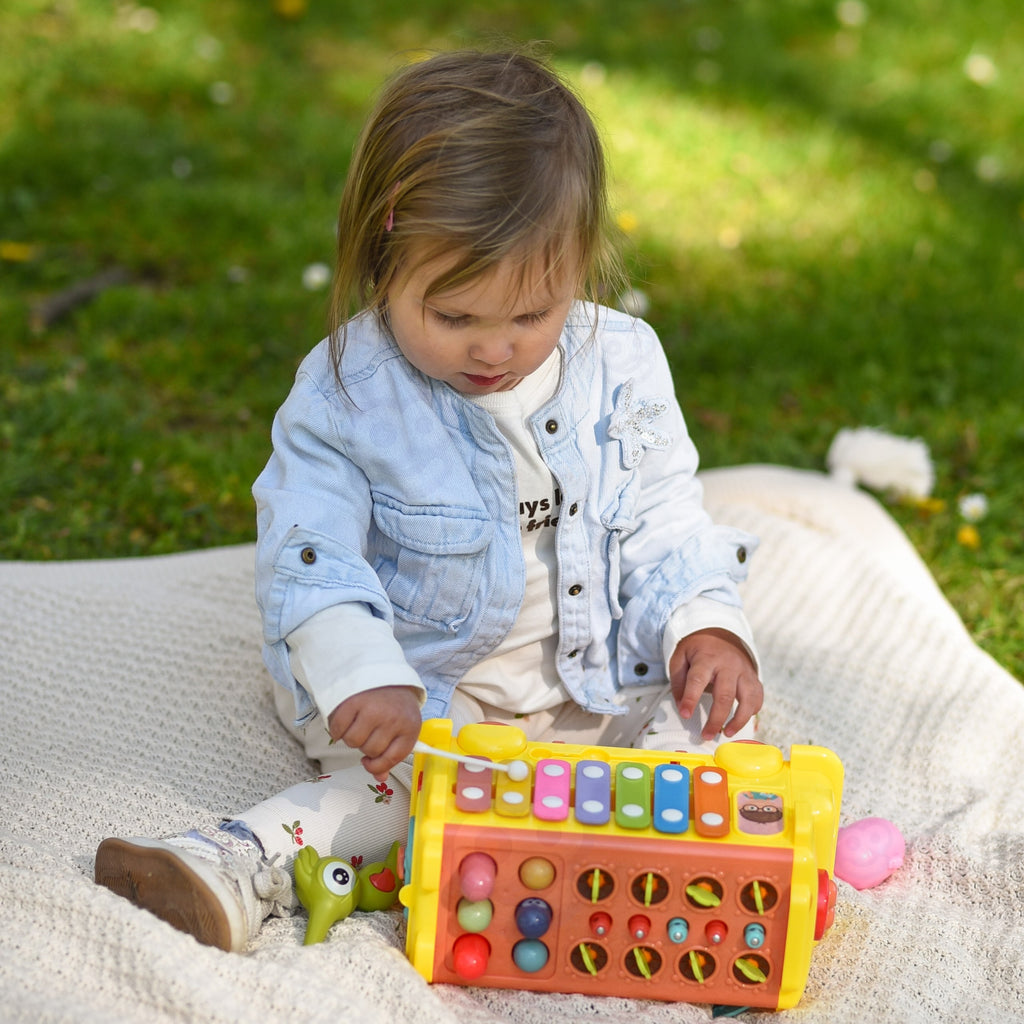 WOOPIE BABY Interaktywny Autobus Montessori Edukacyjny 6w1 Młoteczek Cymbałki +18 m