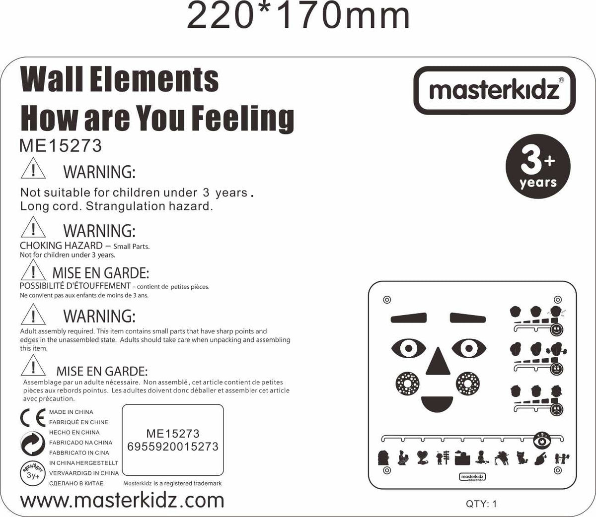 MASTERKIDZ Tablica Edukacyjna Jak Się Czujesz?  Nauka Emocji Montessori