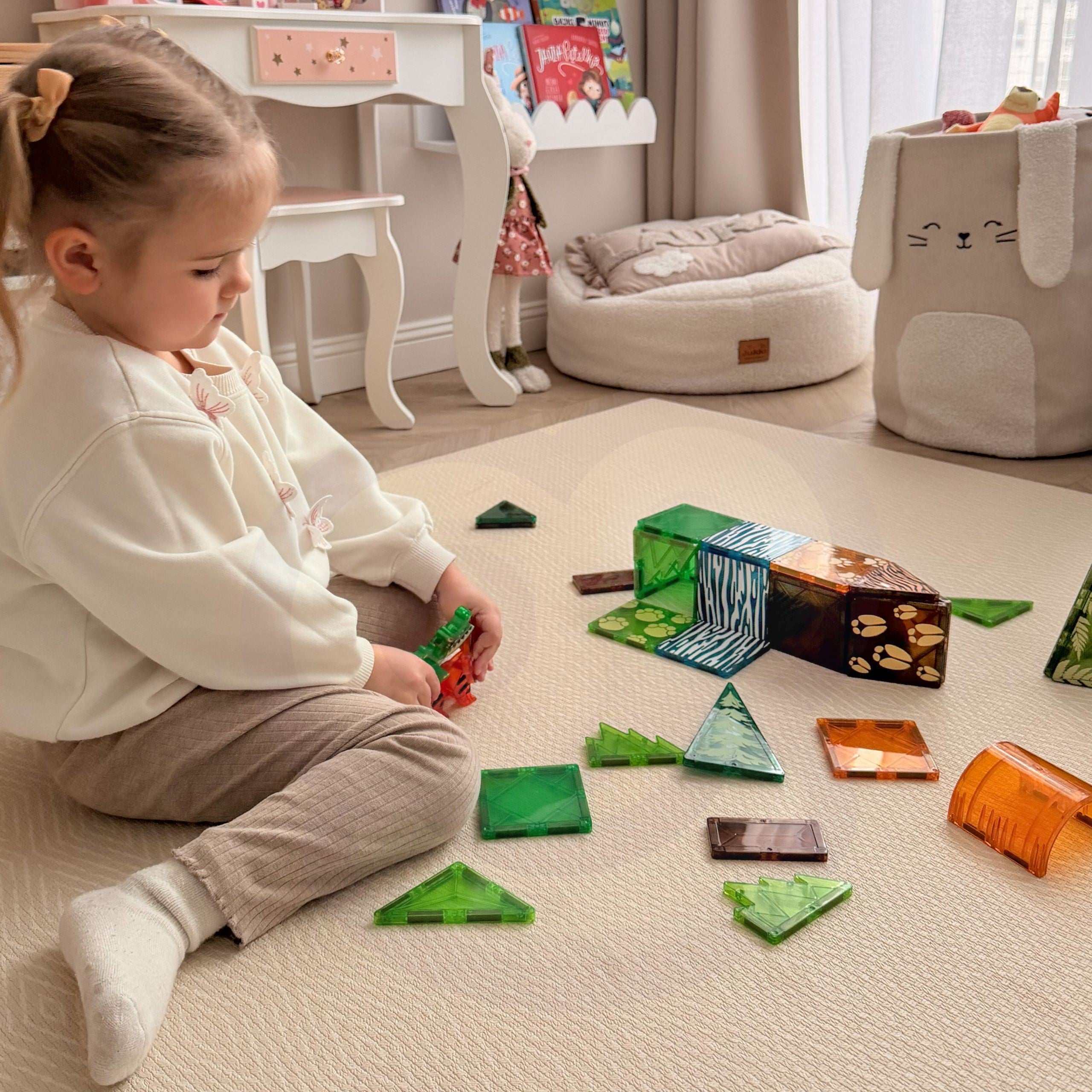 WOOPIE Klocki Magnetyczne Konstrukcyjne 3D Zestaw Edukacyjny Zwierzęta Dżungli 45el.