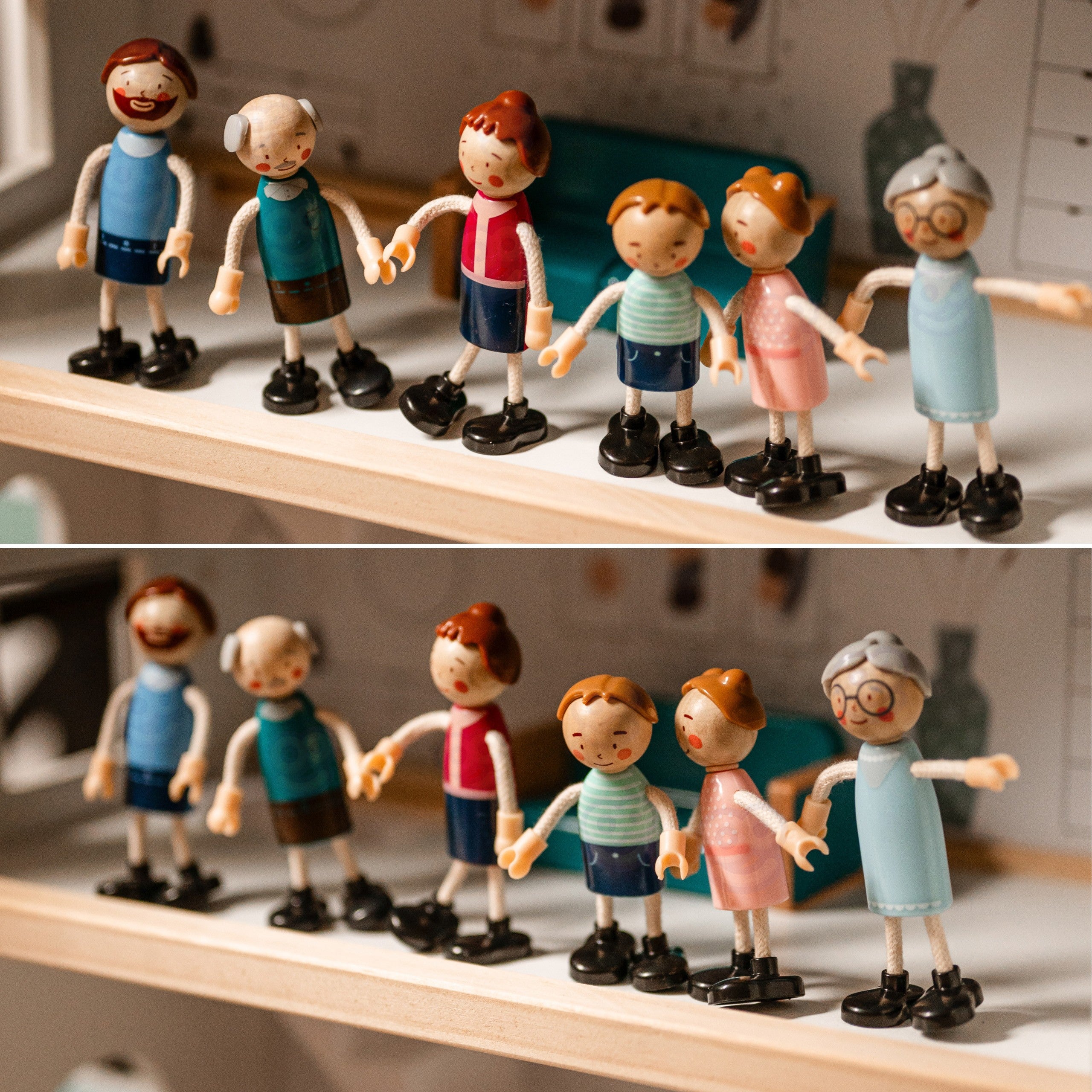 TOOKY TOY Duży Drewniany Domek dla Lalek + Figurki FSC
