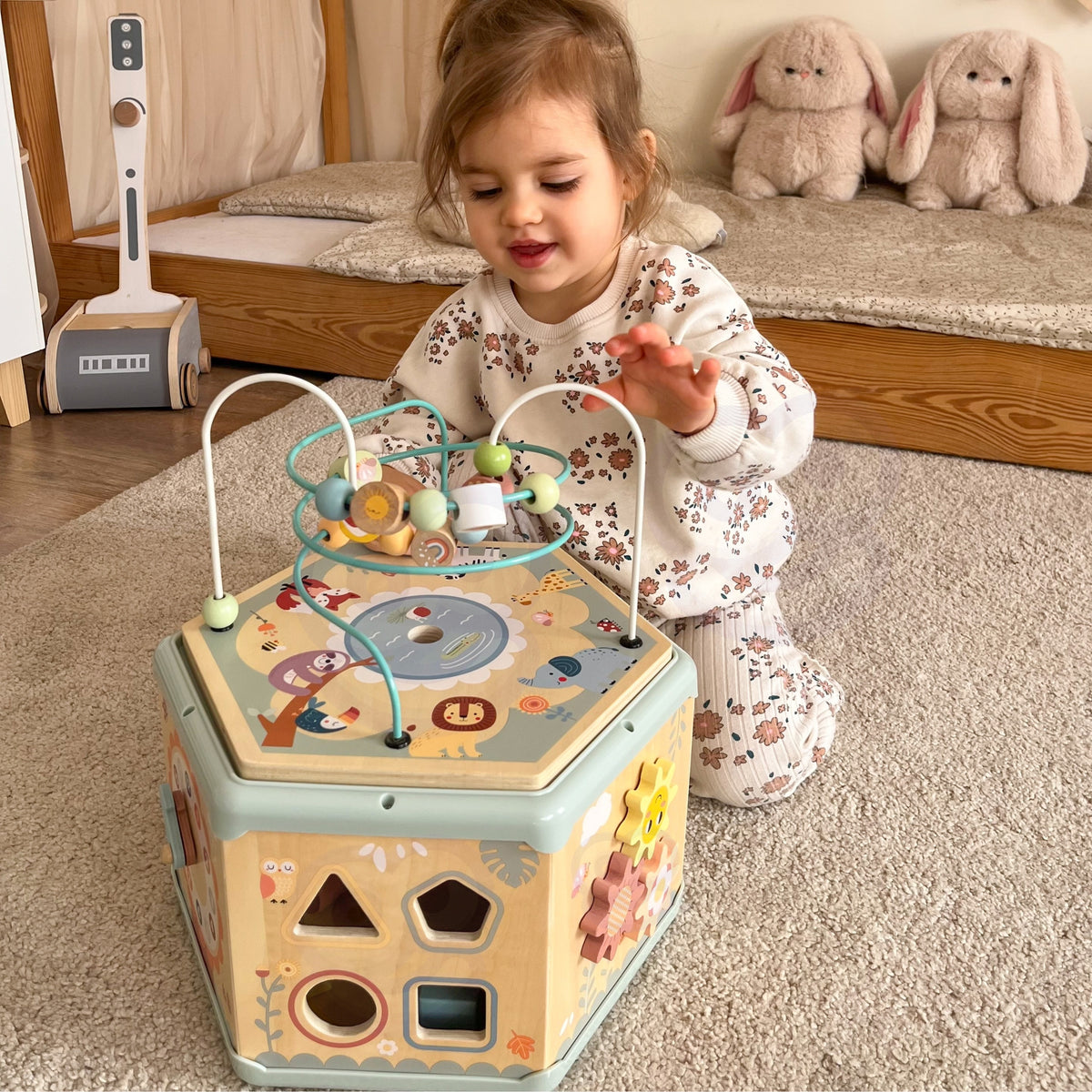 TOOKY TOY Drewniany Sześciokąt Montessori Otwierane Pudełko