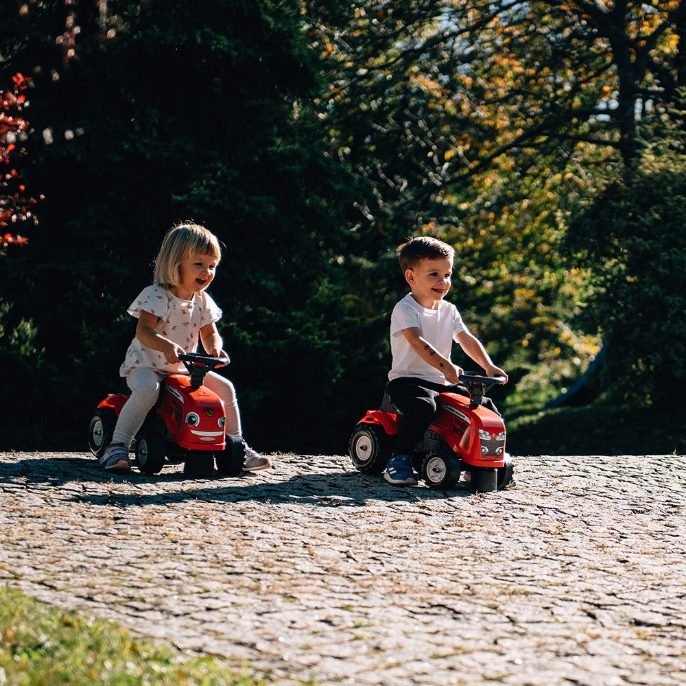 FALK Traktorek Baby Massey Ferguson Czerwony z Przyczepką + akc. od 1-3 lat