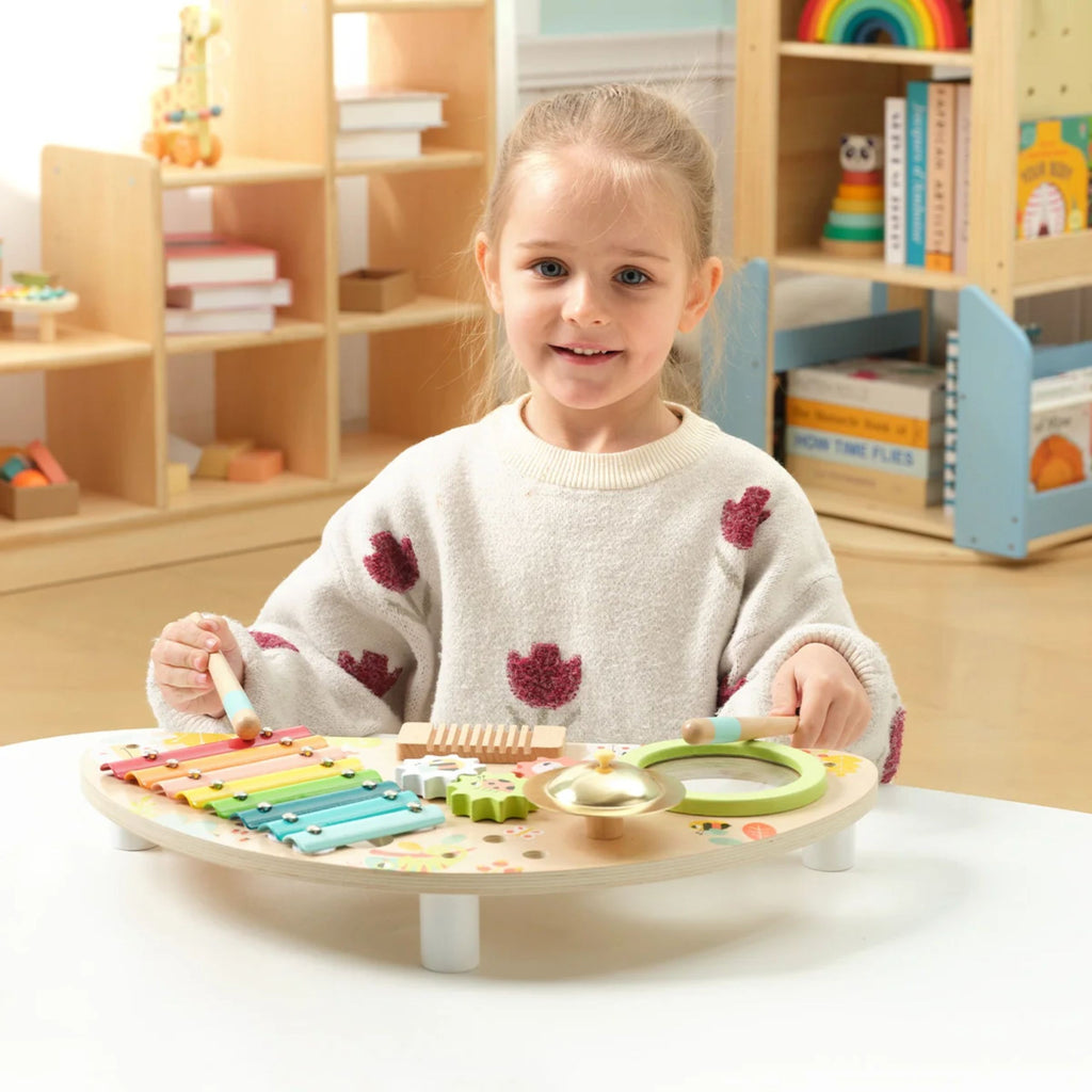 TOOKY TOY Wielofunkcyjny Instrument Centrum Muzyczne Ksylofon Zębatki Tarka Bębenek Talerz Pałeczki