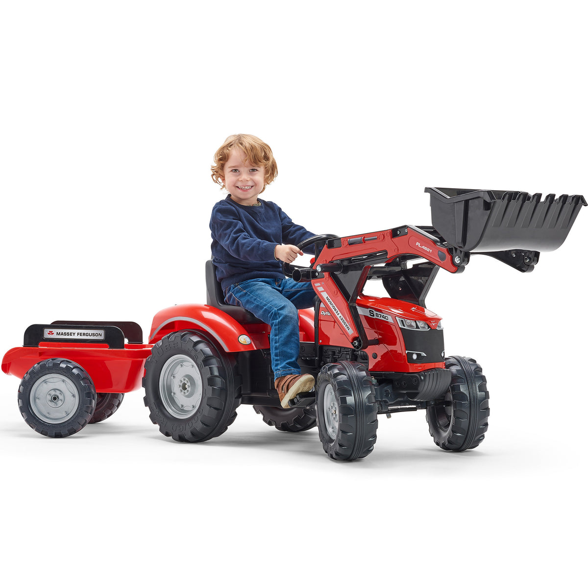 FALK Traktor na Pedały Massey Ferguson 8740S z Łyżką i Przyczepą 3-7 lat