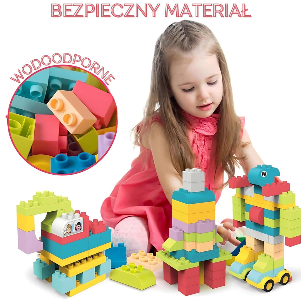 WOOPIE Miękkie Klocki Konstrukcyjne Pastelowe Zwierzątka 86 el.