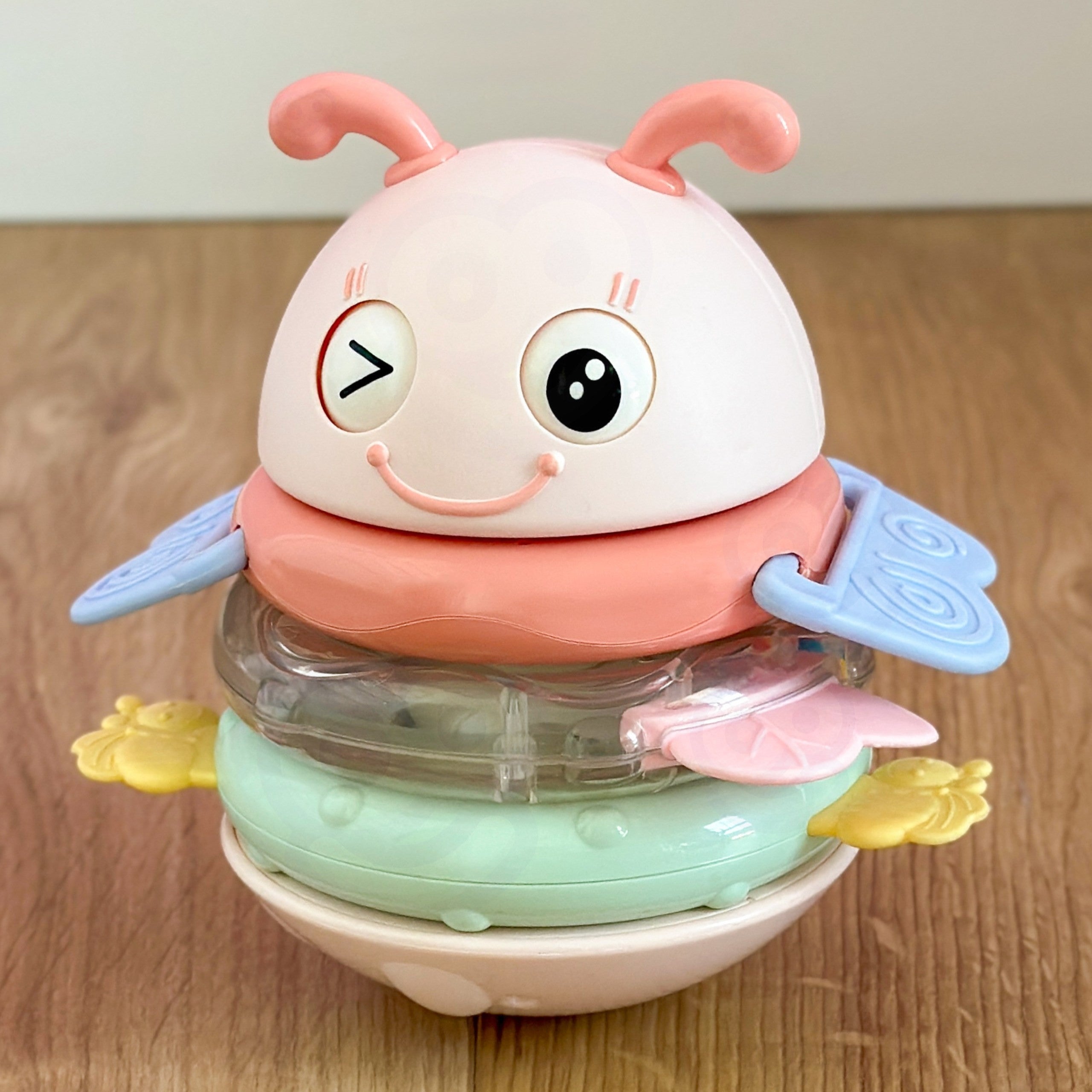 WOOPIE Baby Wańka Wstańka Zabawka Sensoryczna 2w1 Grzechotka Gryzak Różowa