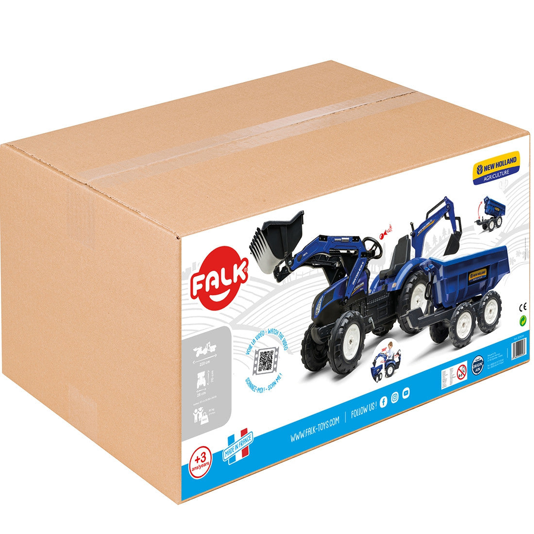 FALK Traktor na Pedały New Holland T8 z Koparką i Przyczepą 3-7 lat
