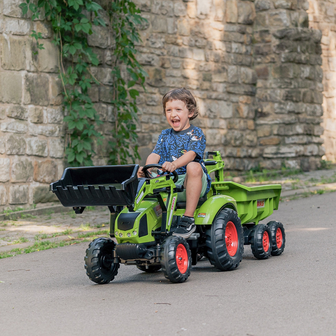 FALK Traktor na Pedały Claas Axos 330 z Koparką i Przyczepą 3-7 lat