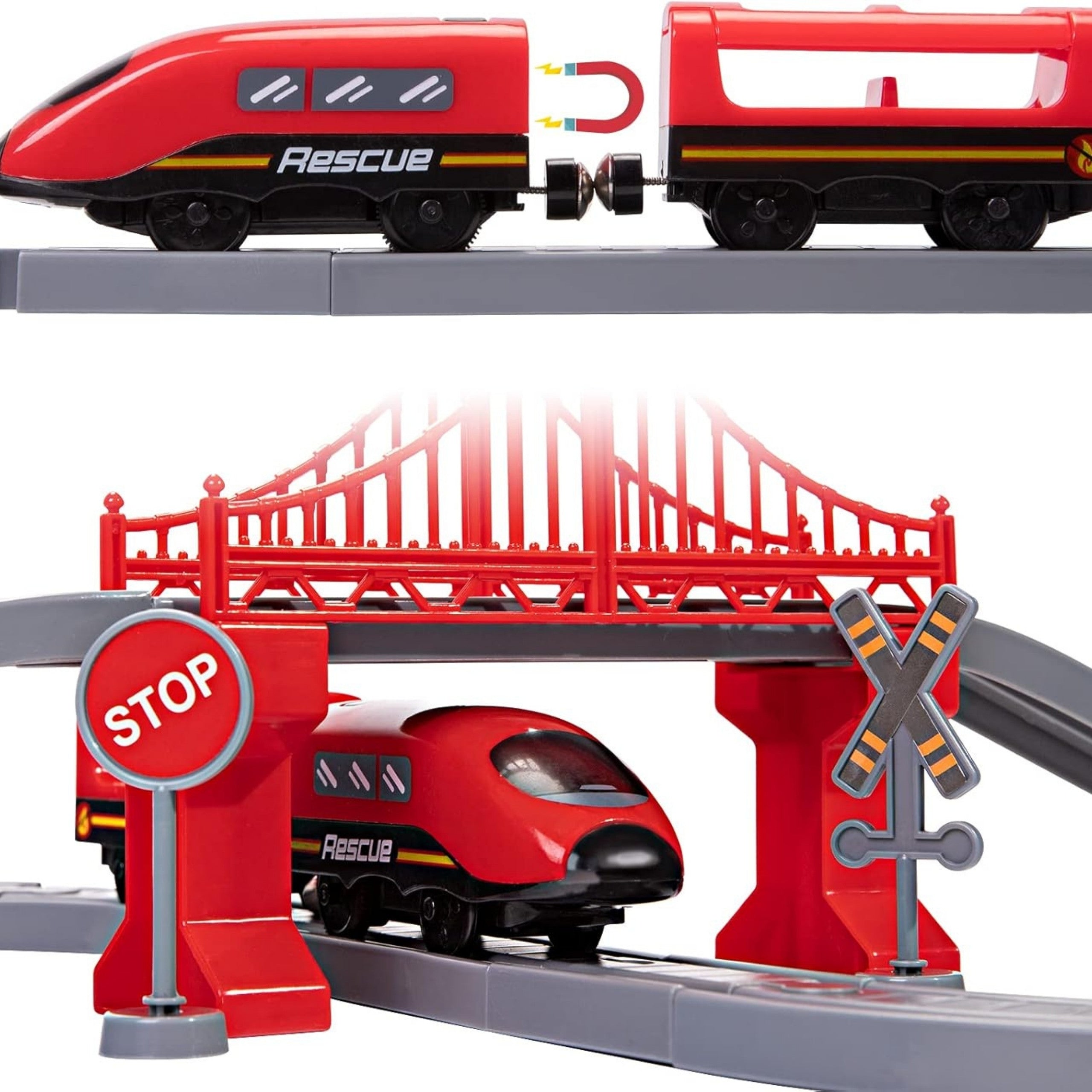 WOOPIE Zestaw Kolejka Elektryczna Pendolino Straż Pożarna 66el.