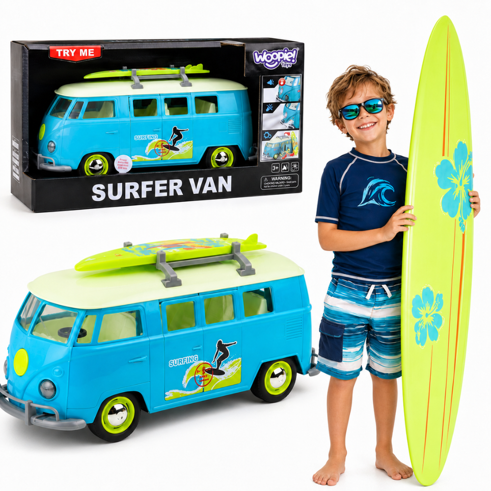 WOOPIE Samochód Bus Surfingowy Klasyczny Ze Światłem I Dźwiękiem Model 1:14